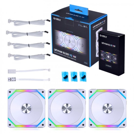 LIAN LI UNI FAN SL120 V2 RGB 3パックセット Lian Li UNI FAN SL120 V2 RGB PWM (Kontrolcü dahil) - 3x120mm (12cm